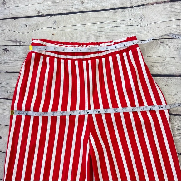 Zara palazzo trouser Red and white striped wide leg pants with elastic waist S - Picture 11 of 13